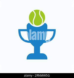 Tennis Championship Trophy Logo Design Concept With Tennis Ball And Trophy Icon Stock Vector