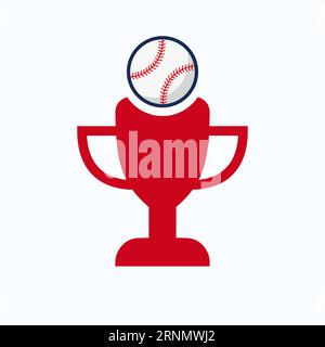 Baseball Championship Trophy Logo Design Concept With Baseball And Trophy Icon Stock Vector