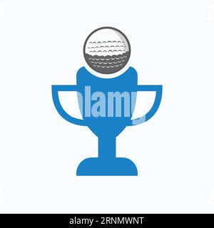 Golf Championship Trophy Logo Design Concept With Golf And Trophy Icon Stock Vector