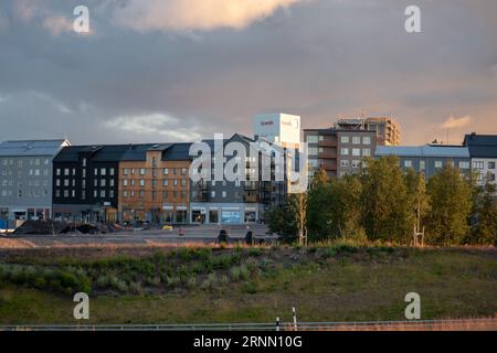 KIRUNA, SWEDEN - JULY 31, 2023: The center of the new Kiruna town, Lapland province. The city is known for iron ore mine. Due to mining, the whole cit Stock Photo