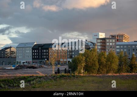 KIRUNA, SWEDEN - JULY 31, 2023: The center of the new Kiruna town, Lapland province. The city is known for iron ore mine. Due to mining, the whole cit Stock Photo