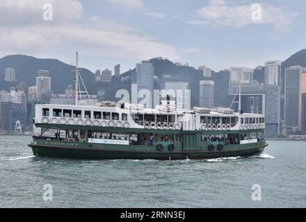 (170623) -- HONG KONG, June 23, 2017 -- The Star Ferry sails at the Victoria Harbor in Hong Kong, south China, May 11, 2017. July 1, 2017 marks the 20th anniversary of Hong Kong s return to the motherland. ) (ry) CHINA-HONG KONG-RETURN ANNIVERSARY-STAR FERRY (CN) WangxXi PUBLICATIONxNOTxINxCHN   Hong Kong June 23 2017 The Star Ferry SAILS AT The Victoria Harbor in Hong Kong South China May 11 2017 July 1 2017 Marks The 20th Anniversary of Hong Kong S Return to The Motherland Ry China Hong Kong Return Anniversary Star Ferry CN  PUBLICATIONxNOTxINxCHN Stock Photo