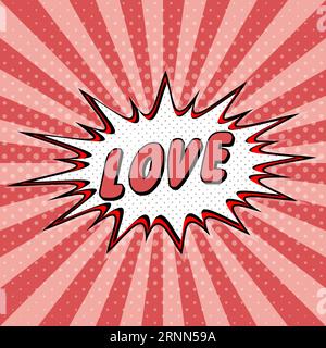 Declaration love pop art comic speech bubble halftone. Love cartoon Stock Vector