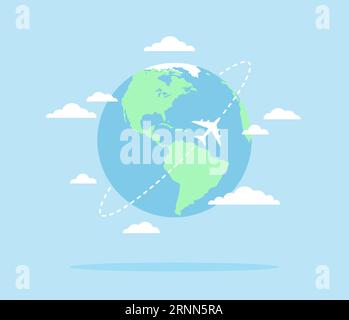 Globe of the planet Earth with clouds around on a dark blue background ...