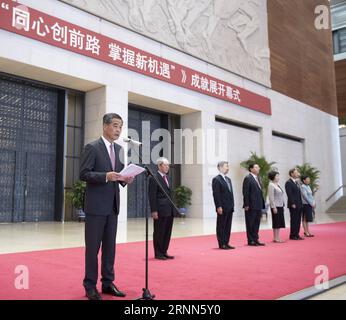 (170626) -- BEIJING, June 26, 2017 -- Leung Chun-ying, vice chairman of the 12th National Committee of the Chinese People s Political Consultative Conference (CPPCC), and also chief executive of Hong Kong Special Administrative Region, addresses the opening ceremony of an exhibition profiling the achievements in Hong Kong since its return to the motherland in 1997, at the National Museum in Beijing, capital of China, June 26, 2017. Zhang Dejiang, chairman of the Standing Committee of the National People s Congress, and a member of the Standing Committee of the Political Bureau of the Communist Stock Photo