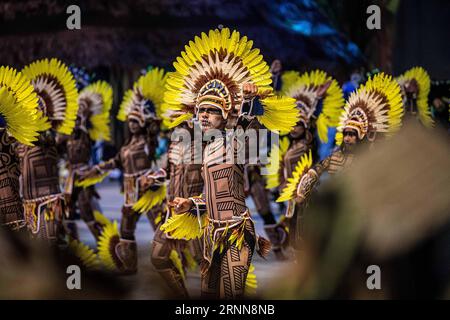 (170701) -- PARINTINS, July 1, 2017 -- Actors of Caprichoso team perform during the Parintins Folklore Festival in Parintins, the Amazonas state, Brazil, on July 1, 2017. Parintins Folklore Festival, a popular annual celebration held in the Brazilian city of Parintins, Amazonas, kicked off on Friday night. ) (jmmn) BRAZIL-PARINTINS-FESTIVAL LixMing PUBLICATIONxNOTxINxCHN   Parintins July 1 2017 Actors of Caprichoso Team perform during The Parintins Folklore Festival in Parintins The Amazon State Brazil ON July 1 2017 Parintins Folklore Festival a Popular Annual Celebration Hero in The Brazilia Stock Photo