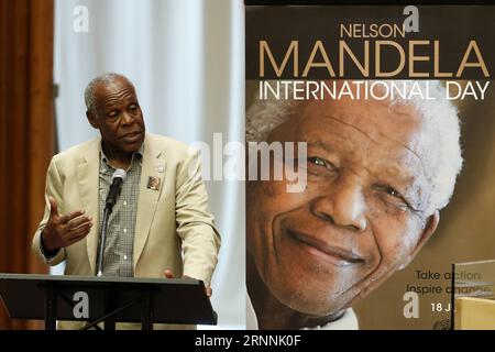 (170718) -- UNITED NATIONS, July 18, 2017 -- Danny Glover, American actor and United Nations Children s Fund (UNICEF) Goodwill Ambassador, speaks during a ceremony marking Nelson Mandela International Day at the UN headquarters in New York, on July 18, 2017. Marking Nelson Mandela International Day, UN Secretary-General Antonio Guterres on Tuesday called for actions across the world in promoting peace, sustainable development and lives of dignity for all. ) UN-NELSON MANDELA INTERNATIONAL DAY-MARKING LixMuzi PUBLICATIONxNOTxINxCHN   United Nations July 18 2017 Danny Glover American Actor and U Stock Photo