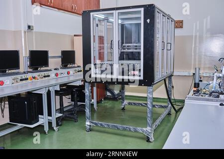 Big 3d printing machine in a workshop. 3D printing machine on a stand Stock Photo