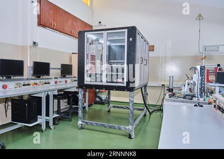 Big 3d printing machine in a workshop. 3D printing machine on a stand Stock Photo