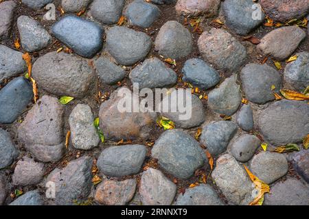 Rustic Stone Floor Texture with Pebbles Stock Photo
