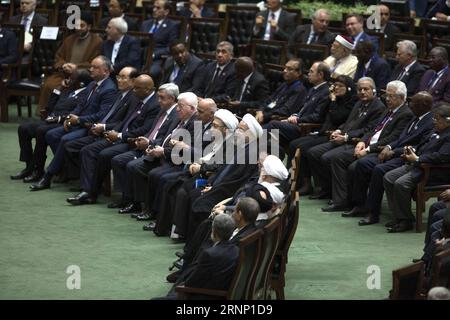 (170805) -- TEHRAN, Aug. 5, 2017 -- Hassan Rouhani attends his inauguration ceremony as Iranian President in Iran s parliament in Tehran, capital of Iran, on Aug. 5, 2017. Hassan Rouhani was sworn in as Iranian President for his second term on Saturday and vowed to continue constructive interaction with the international community. ) IRAN-TERAHN-ROUHANI-PRESIDENT-INAUGURATION CEREMONY AhmadxHalabisaz PUBLICATIONxNOTxINxCHN   TEHRAN Aug 5 2017 Hassan Rouhani Attends His Inauguration Ceremony As Iranian President in Iran S Parliament in TEHRAN Capital of Iran ON Aug 5 2017 Hassan Rouhani what sw Stock Photo