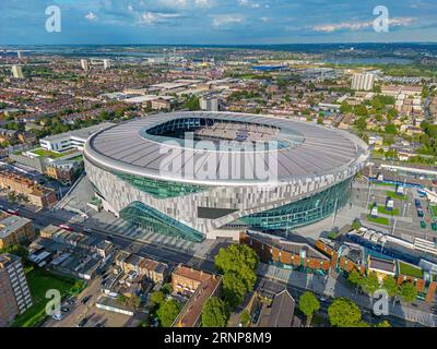 London. United Kingdom. Aerial image of Tottenham Hotspur Stadium.  15th August 2023. Stock Photo