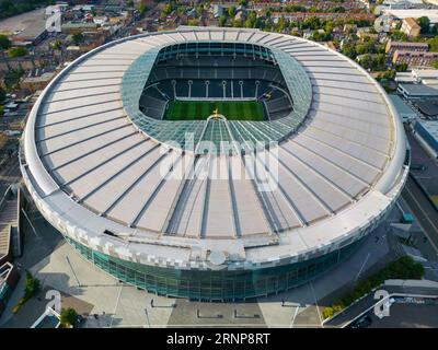 London. United Kingdom. Aerial image of Tottenham Hotspur Stadium.  15th August 2023. Stock Photo