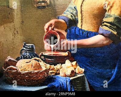 Amsterdam, Netherlands. August 6, 2023. Close up of famous painting of Johannes Vermeer. High quality photo Stock Photo