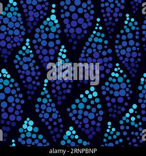 Bright dots background. Seamless pattern with dotted waves on dark. Hand drawn vector repeating texture Stock Vector