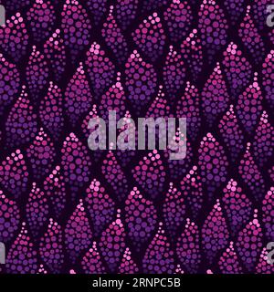 Dotted waves abstract purple background. Seamless pattern with bright dots. Vector repeating texture for design Stock Vector