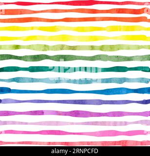 Watercolor horizontal colorful stripes seamless pattern. Striped vector background Stock Vector