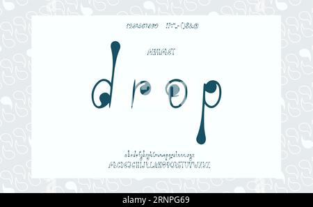 Vector alphabet "Drop" isolated on background with a pattern with linear elements. Stylish uppercase font for logos, banners. Handwritten calligraphic Stock Vector