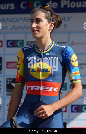 Plouay, France. 02nd Sep, 2023. Elisa Bassano of Lidl - Trek during the Classic Lorient Agglomération - Trophée Ceratizit, UCI Women's World Tour cycling race on September 2, 2023 in Plouay, France. Photo by Laurent Lairys/ABACAPRESS.COM Credit: Abaca Press/Alamy Live News Stock Photo