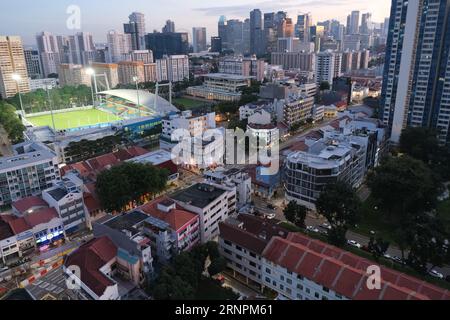 View over Jalan Besar in Singapore at twilight Stock Photo