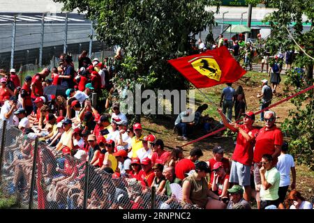 Monza, Italy. 02nd Sep, 2023. Circuit atmosphere - Ferrari fans. Formula 1 World Championship, Italian Grand Prix, Rd 15, Saturday 2nd September 2023. Monza Italy. Credit: James Moy/Alamy Live News Stock Photo