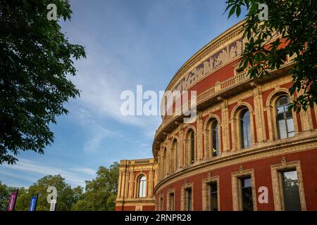 London, UK: The Royal Albert Hall, a famous concert and performance venue in South Kensington, London. Evening view from the north west. Stock Photo