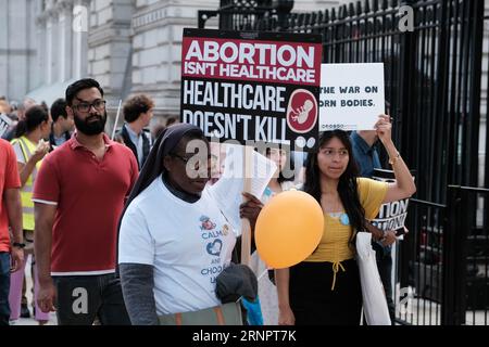 Parliament Square, London, UK. 2nd Sept 2023. Campaigners gather in London with placards and banners, to march and protest against abortion and to protect the rights of the unborn child. A counter protest also took place with campaigners believing that “it’s their body, their choice”. Credit Mark Lear / Alamy Live News Stock Photo