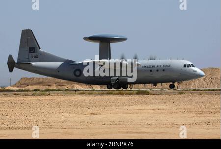 (170910) -- BEIJING, Sept. 10, 2017 -- An early warning aircraft of Pakistani air force arrives at a Chinese airport to take part in the Shaheen VI joint training exercises in China, Sept. 7, 2017. The air forces of China and Pakistan began joint training exercises in China on Thursday and it will run until Sept. 27. ) WEEKLY CHOICES OF XINHUA PHOTO LiuxChang PUBLICATIONxNOTxINxCHN Stock Photo