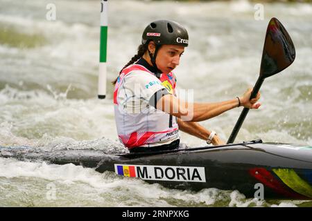 2nd September 2023;  Canal Olimpic de Segre, La Seu d'Urgell, Spain: ICF Canoe Slalom World Cup, Final Men's Kayak, Monica Doria (AND) Credit: Joma/Alamy Live News Stock Photo