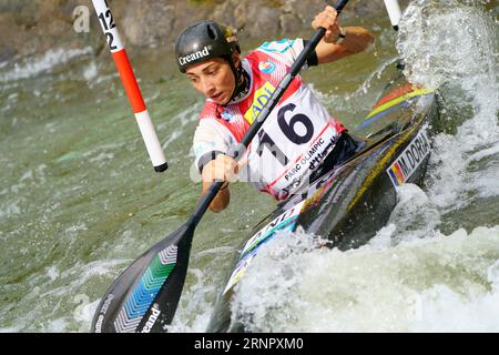 2nd September 2023;  Canal Olimpic de Segre, La Seu d'Urgell, Spain: ICF Canoe Slalom World Cup, Final Men's Kayak, Monica Doria (AND) Credit: Joma/Alamy Live News Stock Photo