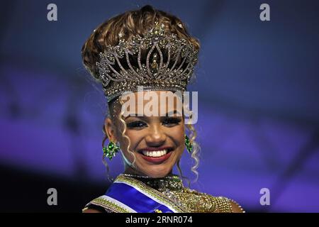 Rio De Janeiro, Brazil. 02nd Sep, 2023. Gabriela Mendes Medeiros, a dancer from Padre Miguel's Mocidade Independente, performs during the 'King and Queen of Carnival 2024' competition. A jury on Friday evening (local time) in the Brazilian metropolis chose the 26-year-old merchant César as the new 'Rei Momo' and the 20-year-old small businesswoman Mendes as the 'Rainha do Carnaval'. They are to 'reign' during Carnival in February. Credit: Joao Gabriel Alves/dpa/Alamy Live News Stock Photo