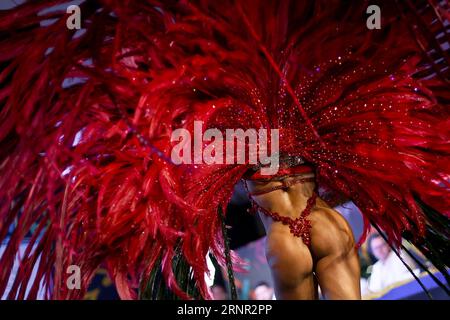 Rio De Janeiro, Brazil. 02nd Sep, 2023. A dancer performs during the 'King and Queen of Carnival 2024' competition. A jury in the Brazilian metropolis on Friday evening (local time) chose 26-year-old merchant César as the new 'Rei Momo' and 20-year-old small businesswoman Mendes as the 'Rainha do Carnaval'. They are to 'reign' during Carnival in February. Credit: Joao Gabriel Alves/dpa/Alamy Live News Stock Photo