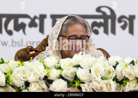 Dhaka, Bangladesh - September 01, 2023: Prime Minister Sheikh Hasina exchanging greetings with party leaders and workers at a rally at Suhrawardy Udya Stock Photo