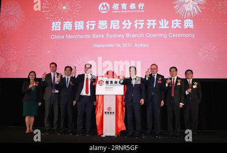 (170919) -- SYDNEY, Sept. 19, 2017 -- Guests attend the opening ceremony of China Merchants Bank Sydney Branch in Sydney, Australia, Sept. 19, 2017. China Merchants Bank opened its Sydney branch on Tuesday. ) (jmmn) AUSTRALIA-SYDNEY-CHINA MERCHANTS BANK-OPENING BaixXuefei PUBLICATIONxNOTxINxCHN Stock Photo