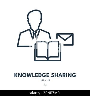 Knowledge Sharing Icon. Education, Teaching, Learning. Editable Stroke. Simple Vector Icon Stock Vector