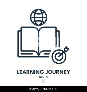 Learning Journey Icon. Education, Knowledge, Book. Editable Stroke. Simple Vector Icon Stock Vector