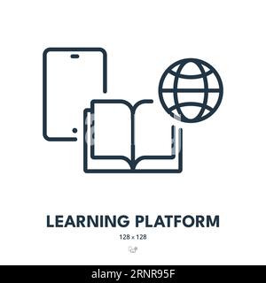 Learning Platform Icon. Education, Technology, Digital. Editable Stroke. Simple Vector Icon Stock Vector