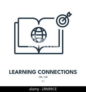 Learning Connections Icon. Education, Knowledge, Global. Editable Stroke. Simple Vector Icon Stock Vector