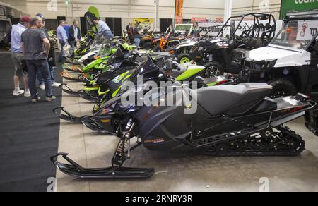 (171021) -- TORONTO, Oct. 21, 2017 -- People visit during the 2017 Toronto International Snowmobile, ATV & Powersports Show in Toronto, Canada, Oct. 20, 2017. With about one thousand of vehicles from more than 20 major exhibitors, the annual three-day show kicked off on Friday for thousands of enthusiasts. )(cl) CANADA-TORONTO-INTERNATIONAL SNOWMOBILE ATV & POWERSPORTS SHOW ZouxZheng PUBLICATIONxNOTxINxCHN Stock Photo