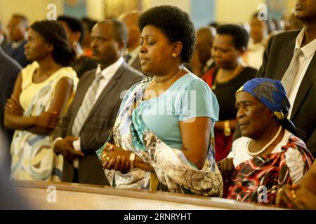 (171021) -- BUJUMBURA, Oct. 21, 2017 -- Laurence Ndadaye (C), widow of late Burundian President Melchior Ndadaye, attends the ceremony marking the 24th anniversary of the assassination of Ndadaye in Bujumbura, capital of Burundi, on Oct. 21, 2017. Burundians on Saturday commemorated the 24th anniversary of the assassination of late Burundian leader Melchior Ndadaye, the first democratically elected Hutu President who was killed three months after the start of his rule. ) BURUNDI-BUJUMBURA-LATE PRESIDENT-ASSASSINATION-ANNIVERSARY EvrardxNgendakumana PUBLICATIONxNOTxINxCHN Stock Photo