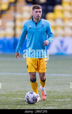 Livingston, Scotland. 02 September 2023.  Jamie Brandon (12 - Livingston) warming up for Livingston  Livingston Vs St Mirren, Scottish Premiership  Credit: Raymond Davies / Alamy Live News Stock Photo