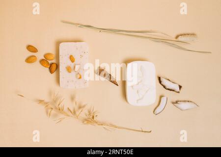 Almond coconut oraganic soap bars Stock Photo