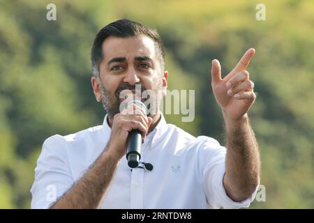 Edinburgh Scotland, UK 02 September 2023. First Minister of Scotland Humza Yousaf during the March and Rally for an Independent Scotland within the European Union. credit sst/alamy live news Stock Photo