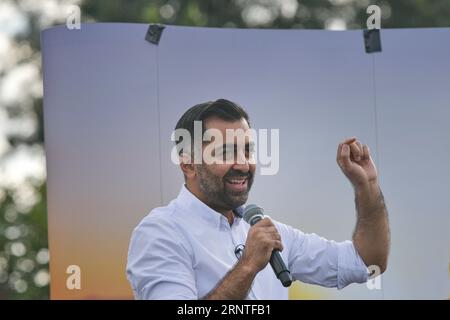 Edinburgh Scotland, UK 02 September 2023. First Minister of Scotland Humza Yousaf during the March and Rally for an Independent Scotland within the European Union. credit sst/alamy live news Stock Photo