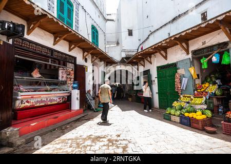 Tetouan, Morocco - July 24 2023:  Traditional market in old medina Stock Photo