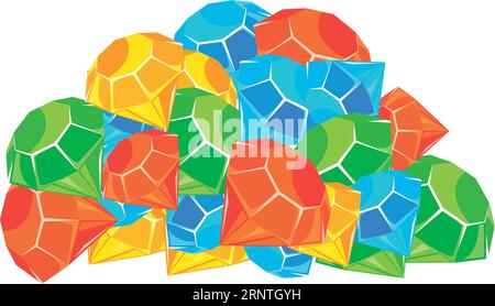 Jewelry pile. Colorful cartoon gems. Treasure icon Stock Vector