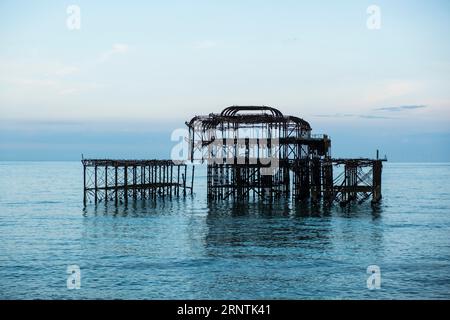 Ruin of the burnt West Pier in Brighton, East Sussex, England, United Kingdom Stock Photo