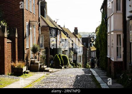 Street with old houses in Rye, East Sussex, England, United Kingdom Stock Photo