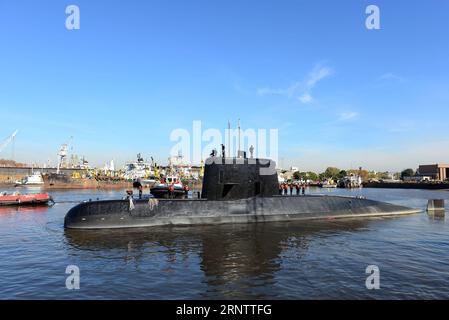 (171118) -- BUENOS AIRES, Nov. 18, 2017 -- File photo taken on June 2, 2014 shows the Argentine submarine ARA San Juan. An Argentinean submarine has lost contact in the South Atlantic with 44 crew on board, military authorities said on Nov. 17, 2017. The ARA San Juan was carrying out a surveillance mission in Argentina s exclusive economic zone near Puerto Madryn, around 1,400 km south of Buenos Aires. /Argentinean Army/Juan Sebastian Lobos) FILE-ARGENTINA-SUBMARINE-ARA SAN JUAN-CONTACT-LOSING TELAM PUBLICATIONxNOTxINxCHN Stock Photo