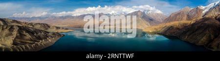 (171119) -- URUMQI, Nov. 19, 2017 -- Combined photo taken on Nov. 13, 2017 shows the Baisha Lake in Akto County, northwest China s Xinjiang Uygur Autonomous Region. Pamir Plateau was once a busy passage used by traders traveling along the ancient Silk Road. )(wsw) CHINA-XINJIANG-PAMIRS PLATEAU (CN) JiangxWenyao PUBLICATIONxNOTxINxCHN Stock Photo